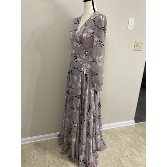 Lulus Loving You Dusty Purple Floral Print Long Sleeve Wrap Maxi Dress Size S - Picture 7 of 8